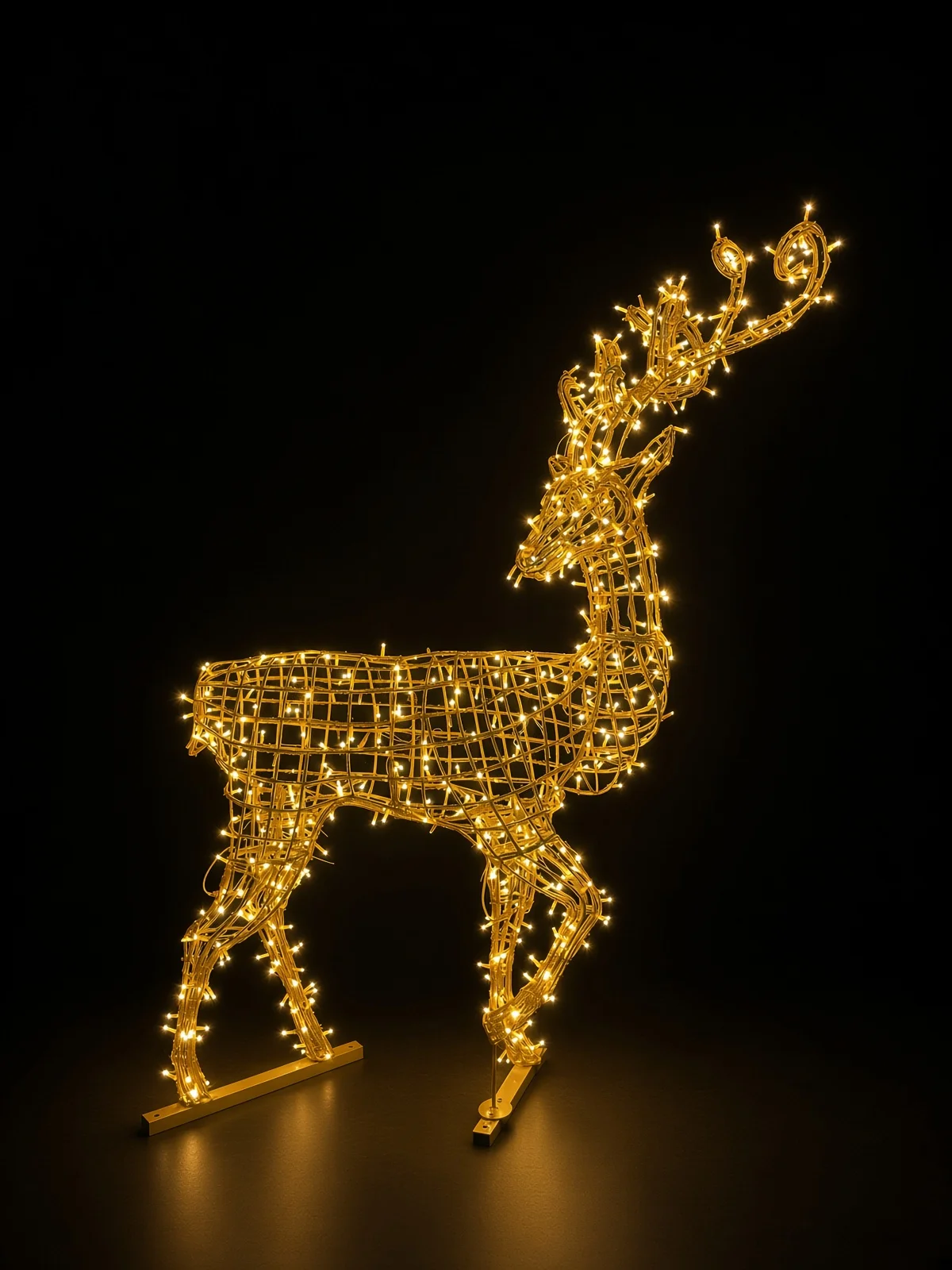 Brighten your holiday display with this elegant, standing warm white LED wireframe reindeer Christmas decoration.