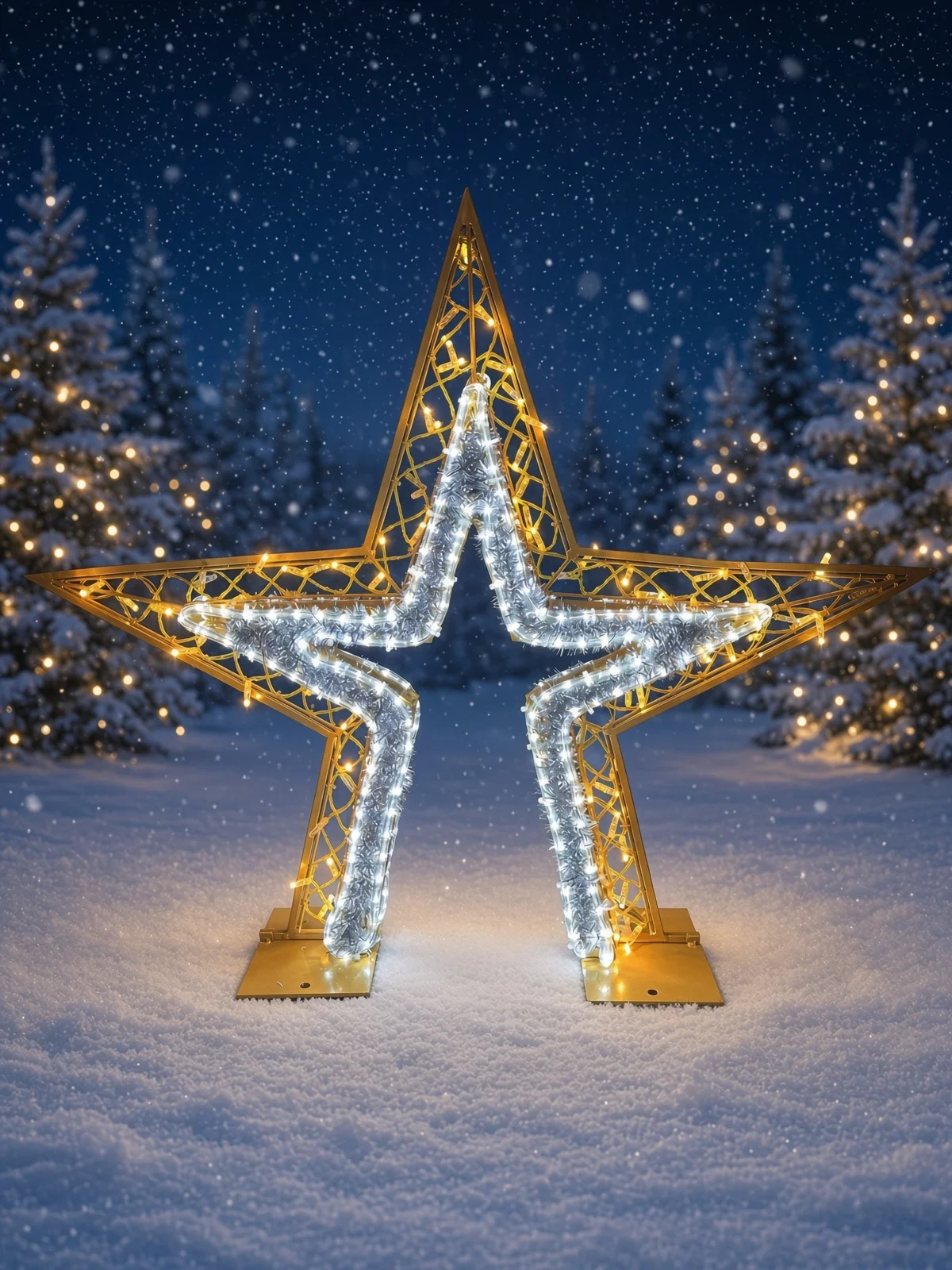 Illuminate your winter wonderland with this commercial-grade giant LED Christmas star walkthrough arch, designed for spectacular holiday displays.