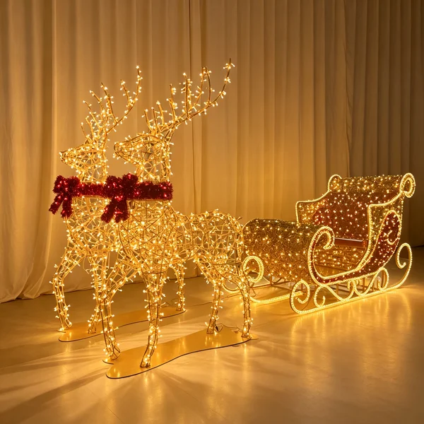 8 ft Reindeers & Sleigh - Photo Op Display
