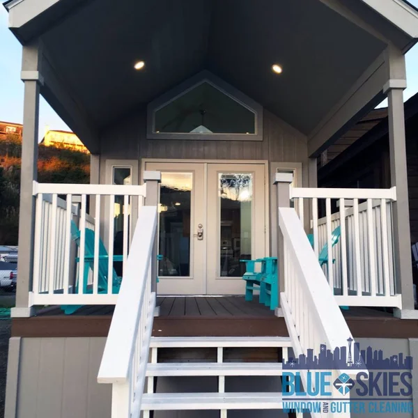 Residential windows gleam after professional cleaning by Blue Skies Window and Gutter Cleaning.